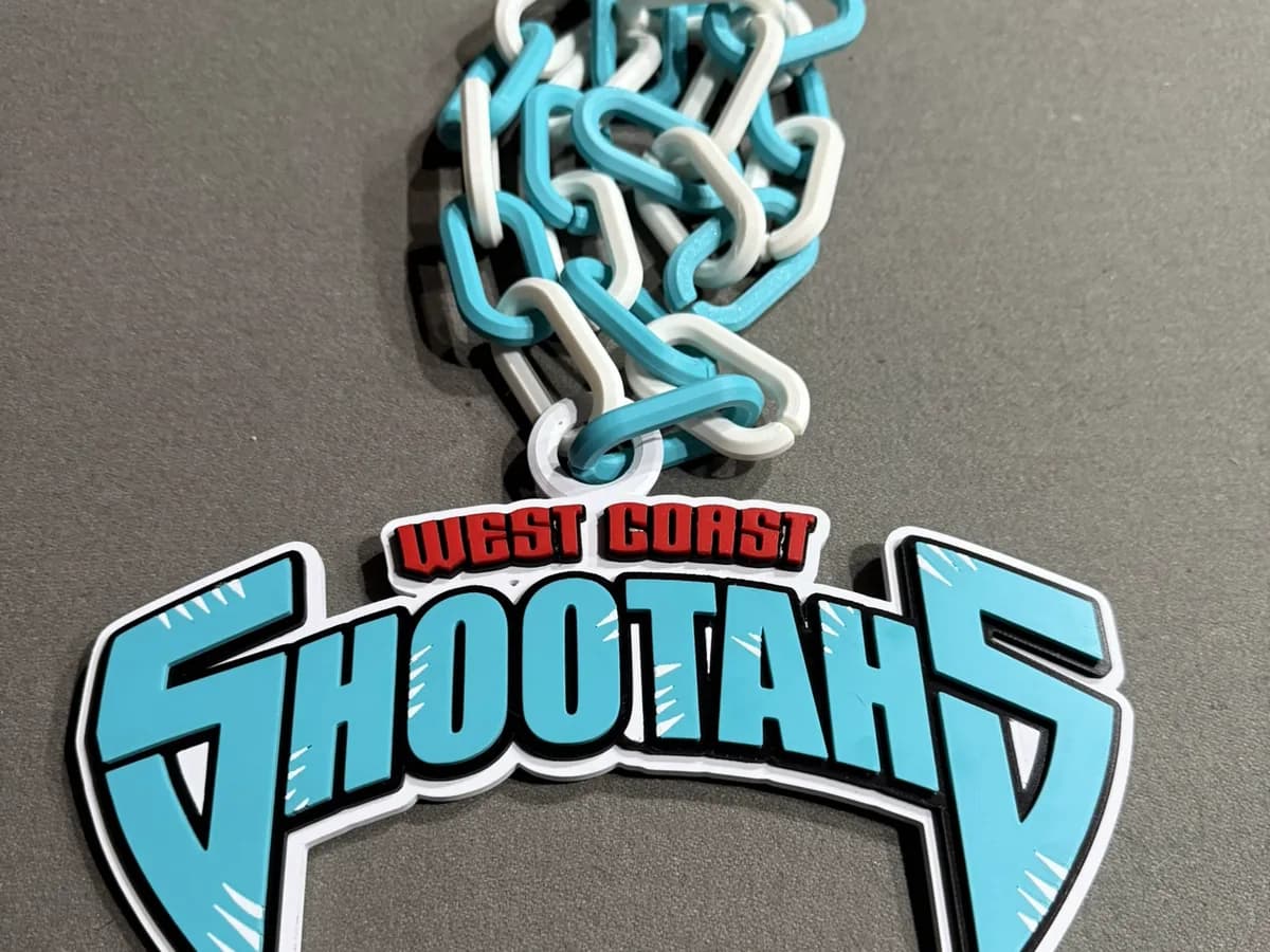 West Coast Shootahs logo chain with a printed link chain