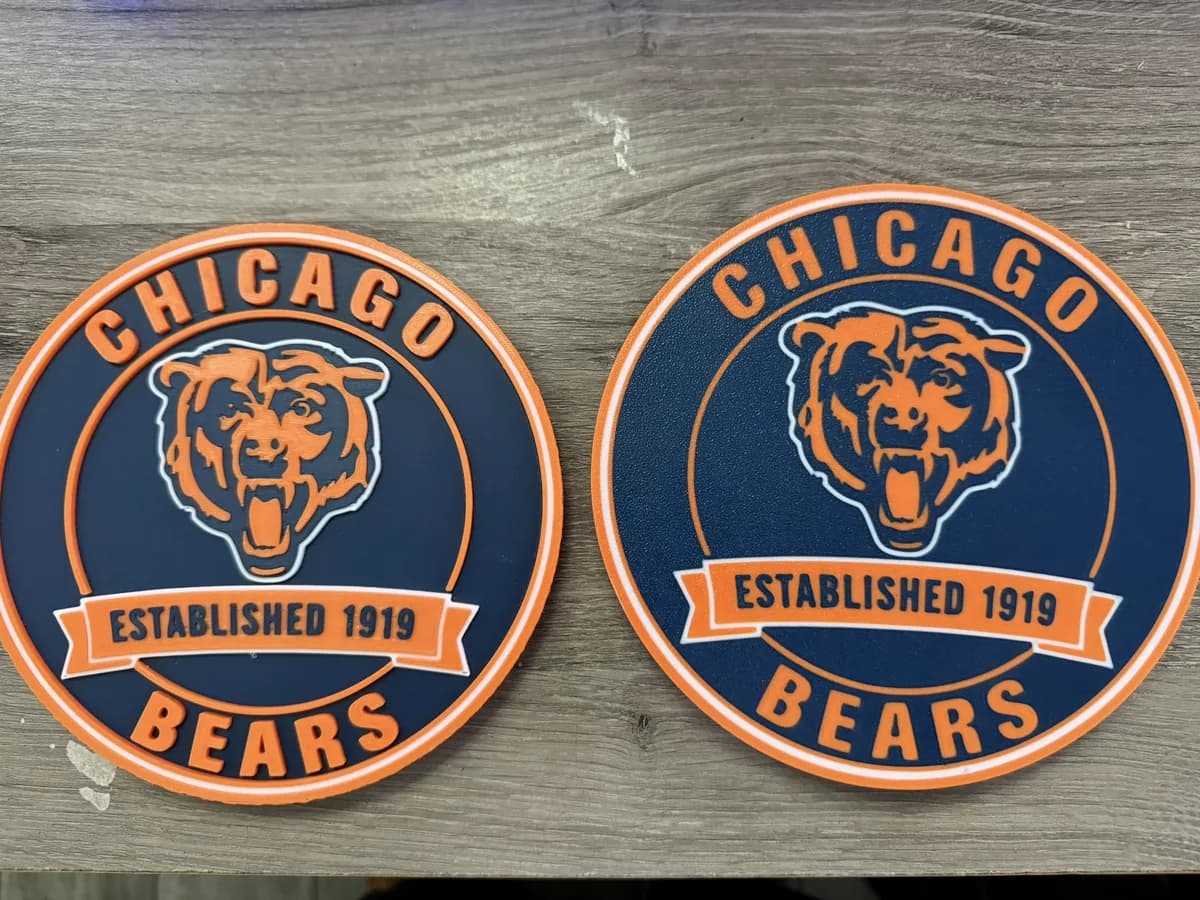A pair of Chicago Bears spinner medallions